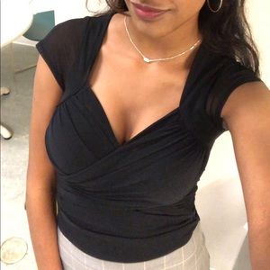 Cap sleeve black work blouse VS